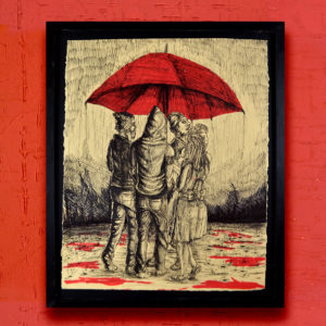 Desenho -Encontro na Chuva (Série imagens Vestígio)