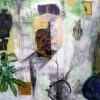 Corpo Encanto - Série Quem matou Basquiat? | 2022 | Acrílica, nanquim, marcadores, grafite, lápis de cor e colagem sobre algodão | 139 x 180 cm