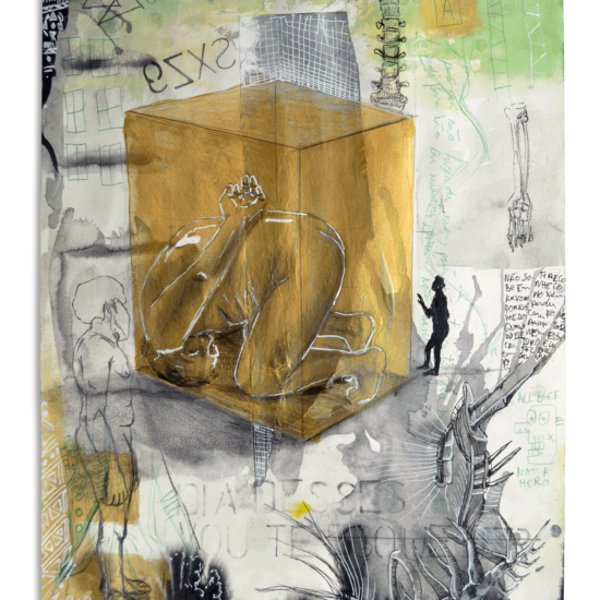 Dia desses vão te esquecer - Série Quem matou Basquiat? | 2021 | Acrílica, pigmentos, marcadores, grafite, lápis de cor sobre papel | 42 x 29,7 cm